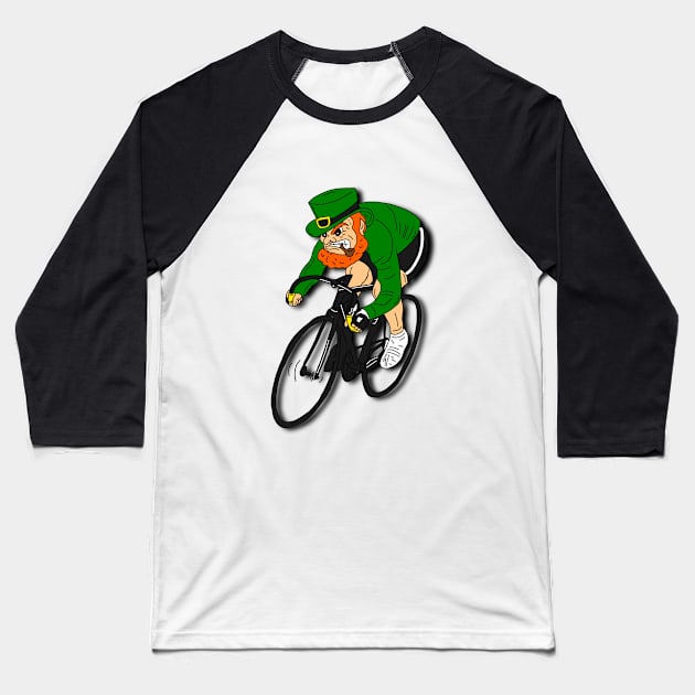 St Patricks Day with a Fixie Leprechaun Baseball T-Shirt by p3p3ncil